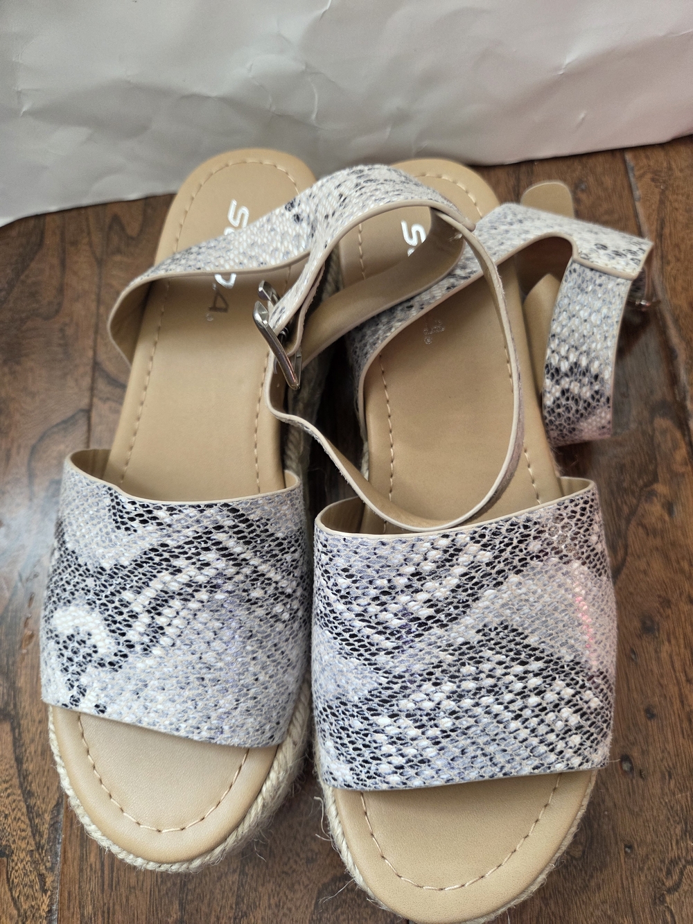 5 For 25💥Soda Womens Snake-Print Ankle-Strap Sandals - Wedge Sandals